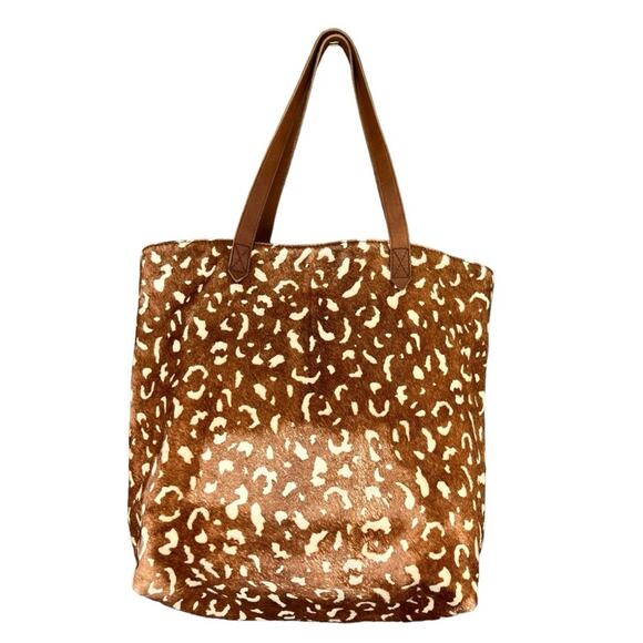 MADEWELL The Medium Transport Tote: Printed Calf Hair Edition in Pecan - Picture 3 of 12